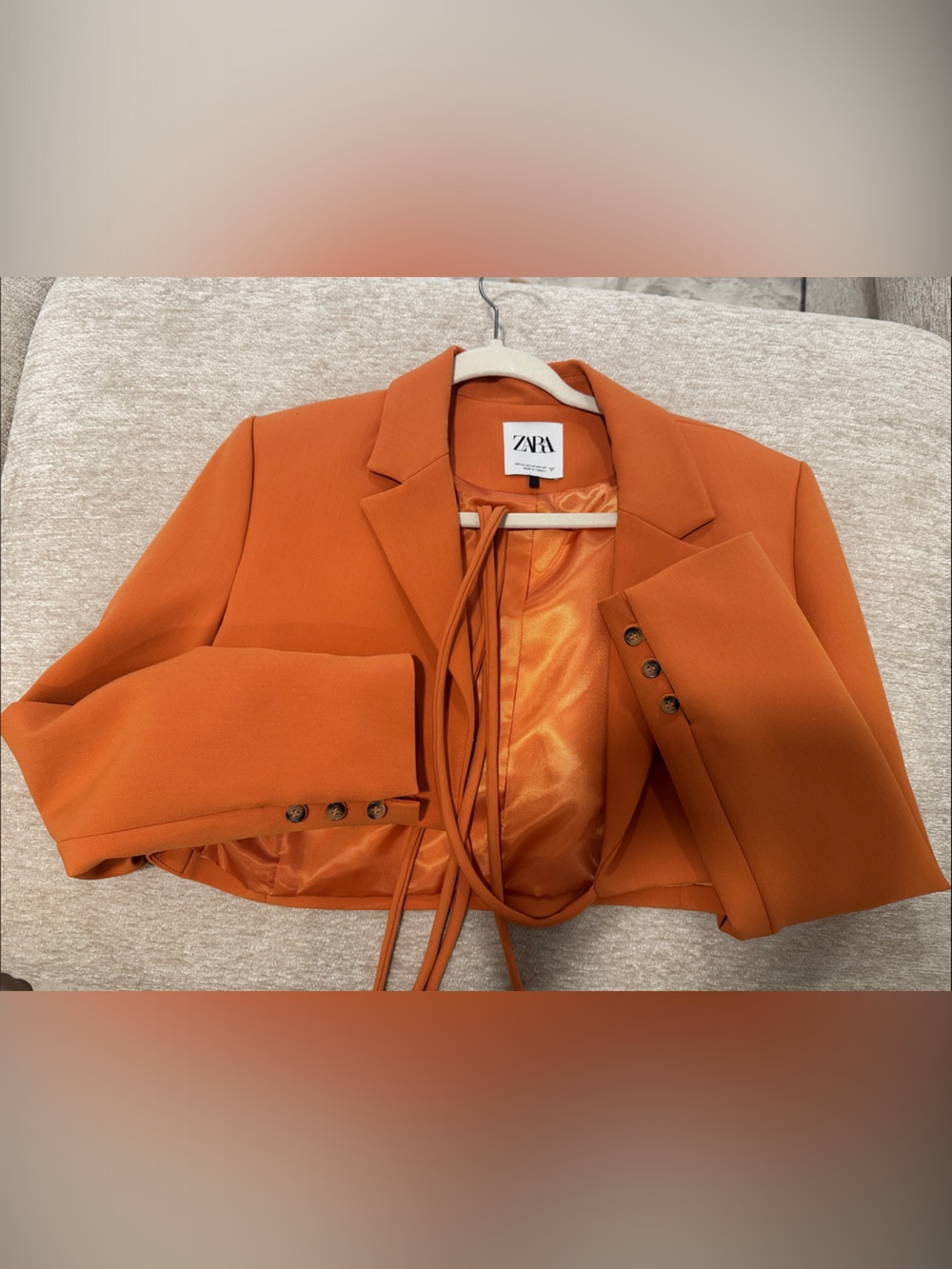 ZARA Orange Tailored Blazer with Removable Belt